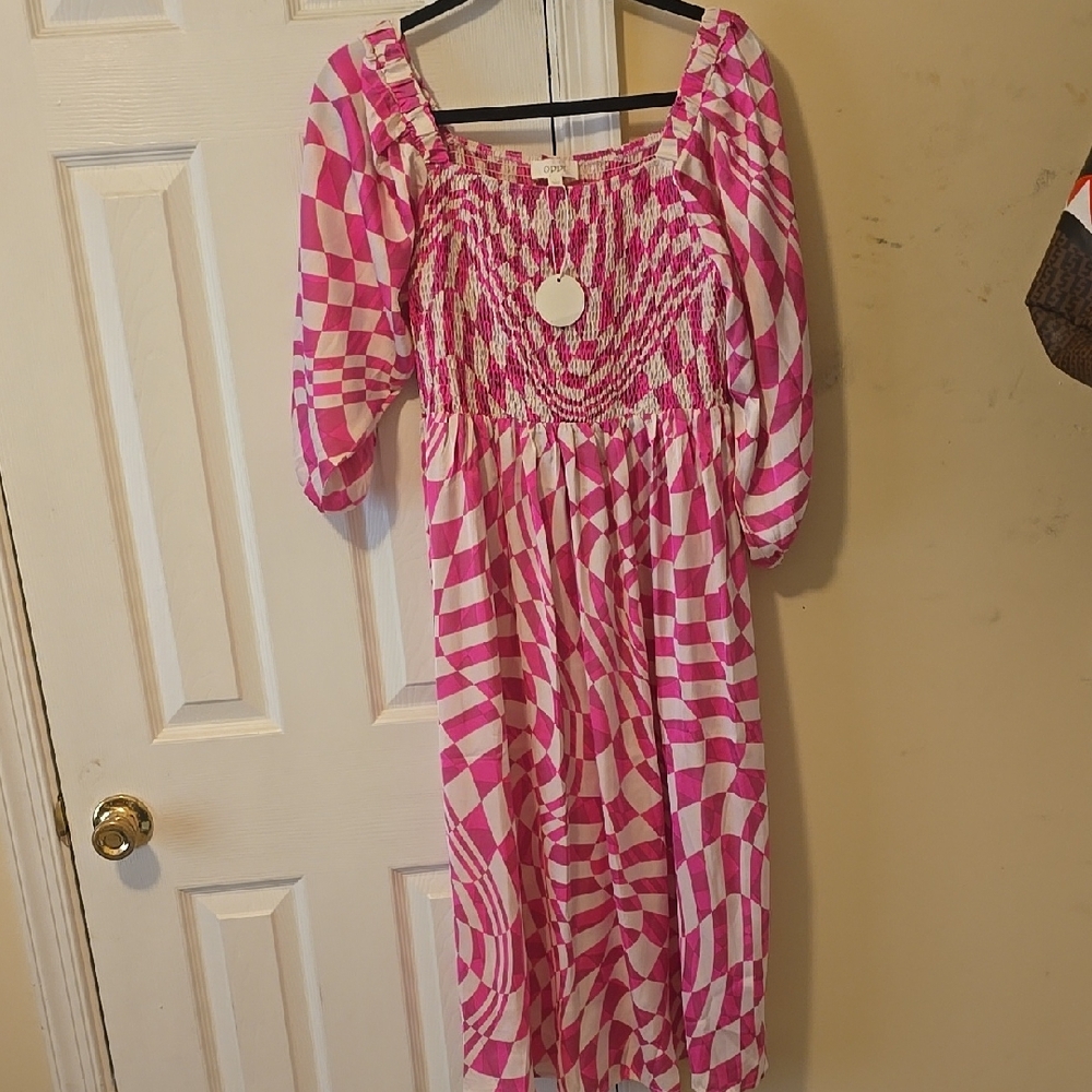 Pink Checkered Women's Dress